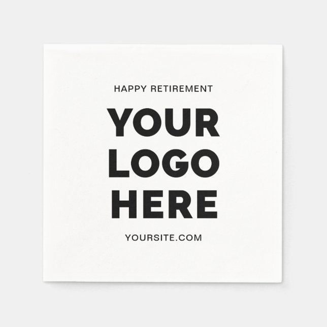 Black Modern Business Logo Happy Retirement Serviette (Vorderseite)