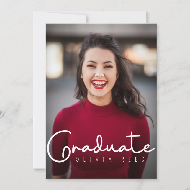 Black Modern Calligraphy Graduation Invitation (Devant)