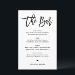 Black Modern Calligraphy Wedding Bar Menu Card<br><div class="desc">Fügen Sie diese individuell anpassbaren Getränke-Menükarte Papier zu Ihrem Event-Tischdecke hinzu. Es zeichnet sich durch moderne Kalligraphie und einfache Typografie in schwarz aus. Diese moderne Kalligraphie-Bar-Karte eignet sich ideal für Hochzeiten,  Brautpartys,  Babyduschen und vieles mehr.</div>