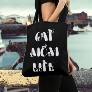 Black Modern Cat Mama Leben Niedlich Muttertag Tasche