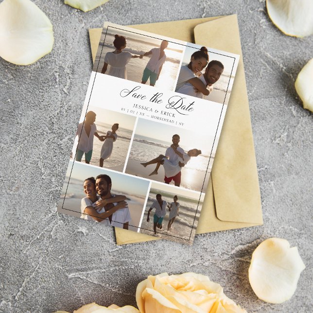 Black Modern Chic Collage 6 Fotos Paare Hochzeit (Von Creator hochgeladen)