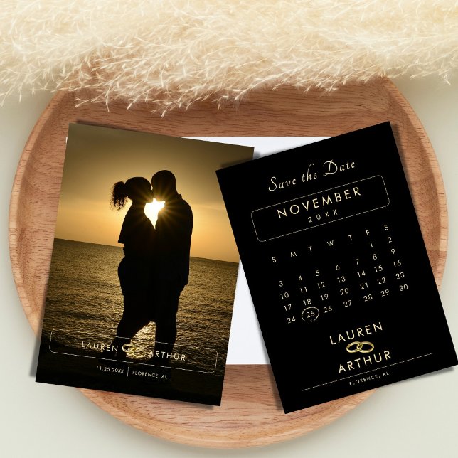 Black Modern Chic Minimal Foto Hochzeit Save The Date (Von Creator hochgeladen)