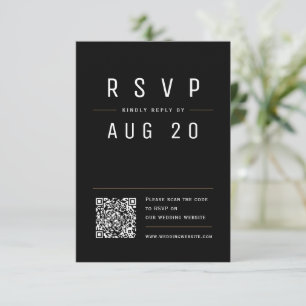 Black Modern Chic Simple Typografy QR-Code RSVP Karte