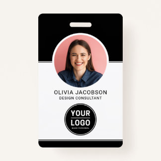 Black Modern Company Employee Foto Security QR ID Ausweis