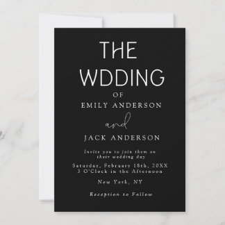 Black Modern Elegance Faire-part de mariage chic