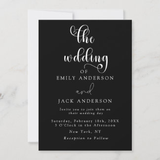 Black Modern Elegance Faire-part de mariage chic