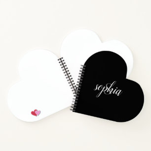 Black Modern Elegany Monogram Name Script Notizbuch