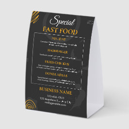 Black Modern Fast Food Menu Restaurant Sign Tischaufsteller