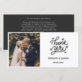 Black Modern Foto Calligraphy Herz Minimalistisch Dankeskarte