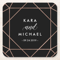 Black Modern Geometric Diamond Wedding