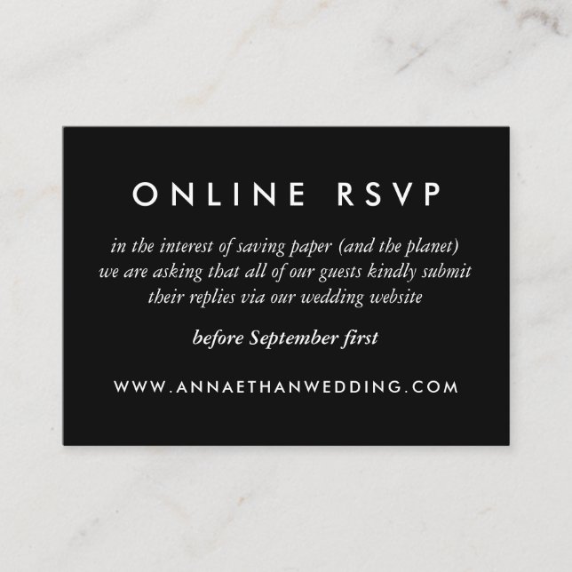 Black Modern Gold Rings Wedding Online RSVP Card Begleitkarte (Vorderseite)