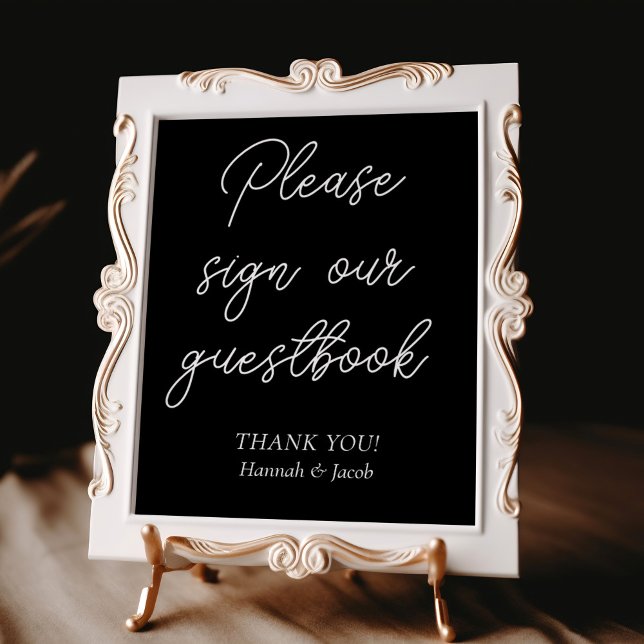 Black Modern Guestbook Wedding Sign Poster (Von Creator hochgeladen)