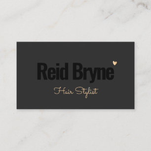 Black Modern Hair Stylist Gold Herz Visitenkarte