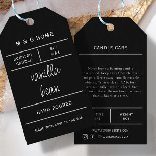 Black Modern Handmade Candle Care Produkt-Tag Geschenkanhänger