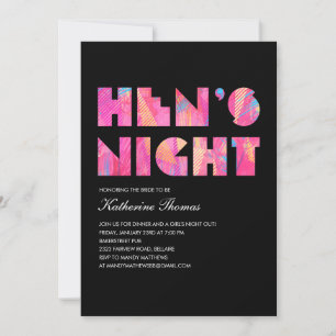 Black Modern Hen's Night Einladungen