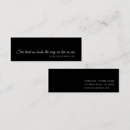 Black Modern Lesezeichen Card | Benutzerdefinierte Mini Visitenkarte