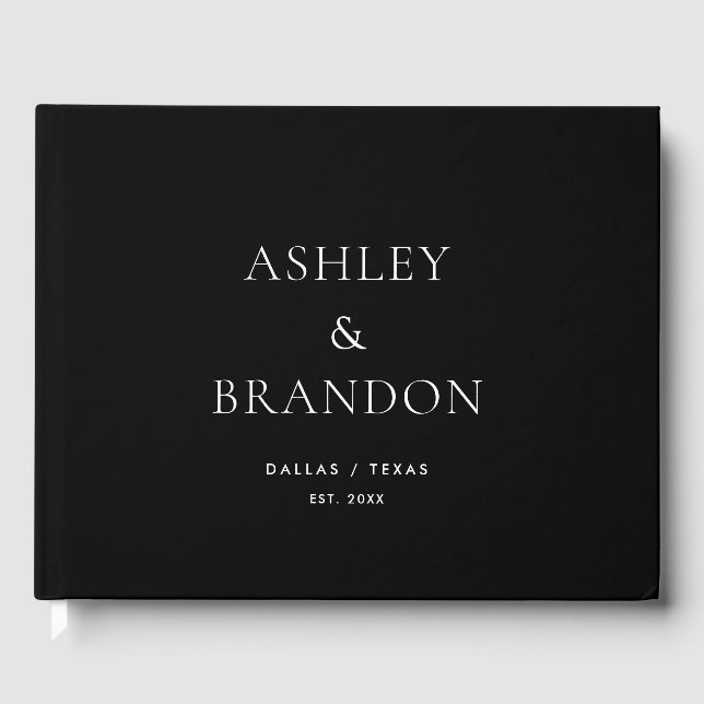 Black Modern Luxury Wedding Custom Guest Book Gästebuch (Vorderseite)