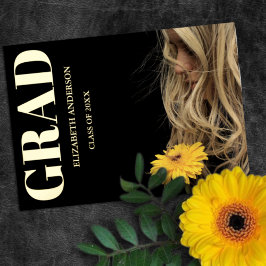 Black Modern Minimalist Graduation Announcement Folieneinladung