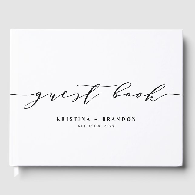 Black Modern Minimalistisch Script Foto Wedding Gästebuch (Vorderseite)