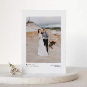 Black Modern Minimalistisch Typografy Foto Wedding Dankeskarte