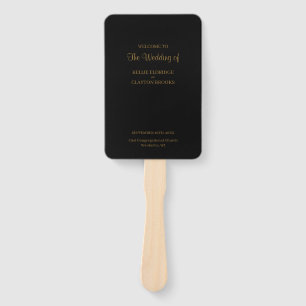 Black Modern Minimalistisch Wedding Program Handfa Fächer