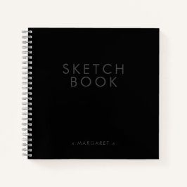 Black Modern Minimalistisches Personalisiertes Ske Notizbuch