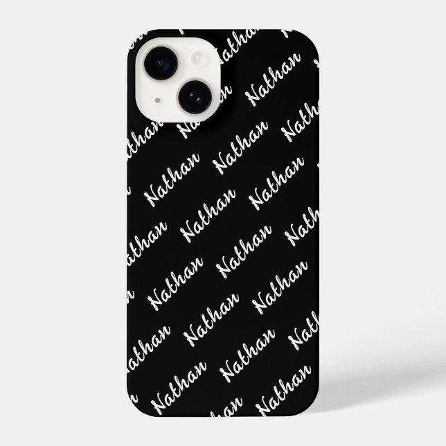 Black Modern Mit Monogramm Minimal Simple Classic iPhone 14 Hülle (Rückseite)