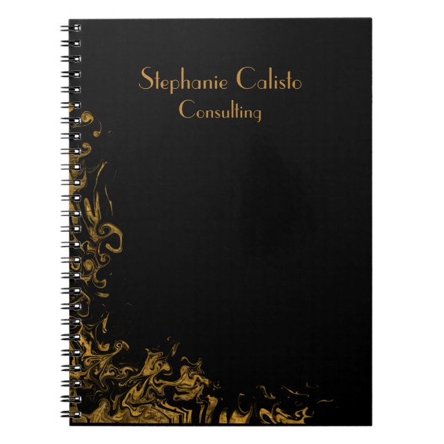 Black Modern Personal Stationery Liquid Gold Notizblock (Vorderseite)