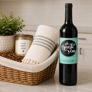 Black Modern Personalisiert Order Circle Vielen Da Weinetikett