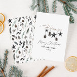 Black modern scandi elegant script Christmas Feiertagskarte<br><div class="desc">Black modern elegant rustic watercolor scandal Scandinavian strand  dried botanical floral muted colors holiday Christmas card.</div>