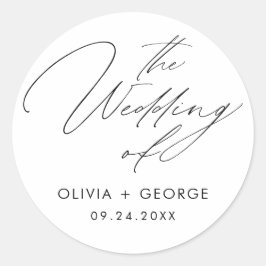 Black Modern Script Calligraphy Runder Aufkleber