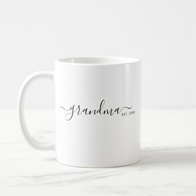 Black Modern Script Established Grandma Kaffeetasse (Links)