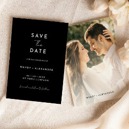 Black Modern Script Foto Save the Date