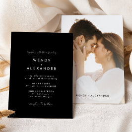 Black Modern Script Foto Wedding Einladung
