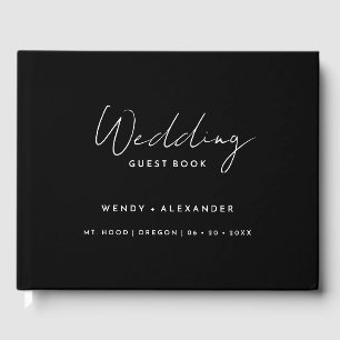 Black Modern Script Monogram Wappen Wedding Gästebuch