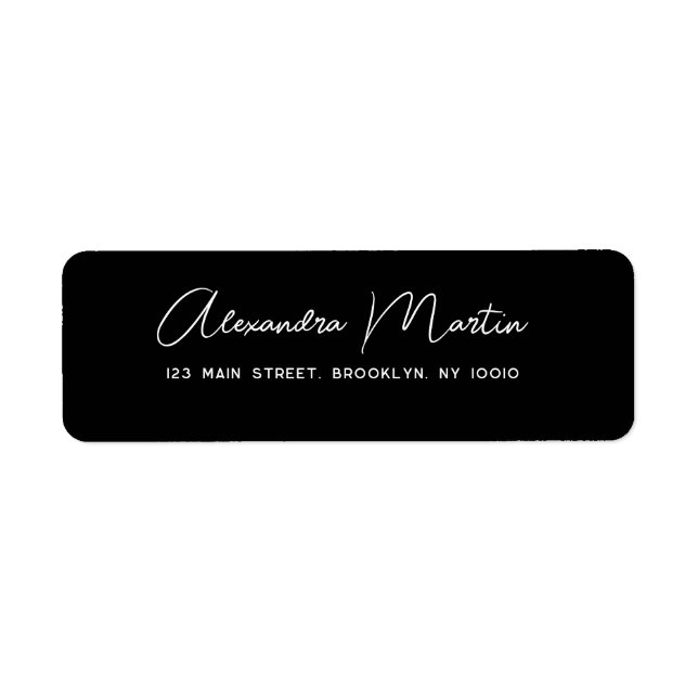 Black Modern Script Return Address Label (Vorne)