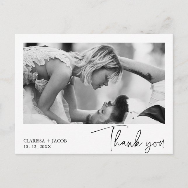 Black Modern Script Vielen Dank für Ihre Hochzeit  Postkarte (Vorderseite)