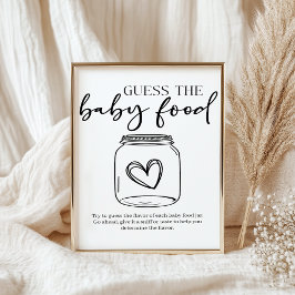 Black Modern Simple Script Baby Guess Baby Food Poster