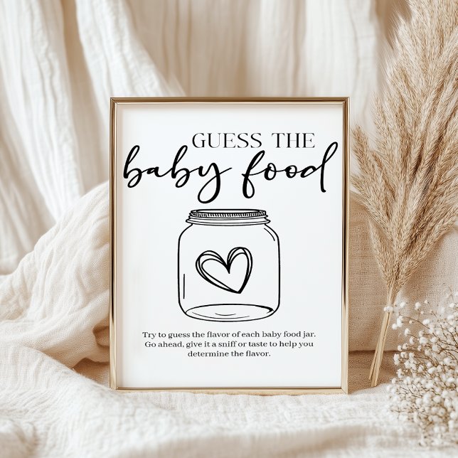 Black Modern Simple Script Baby Guess Baby Food Poster (Von Creator hochgeladen)