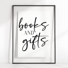Black Modern Simple Script Baby Shower Books Gifts Poster