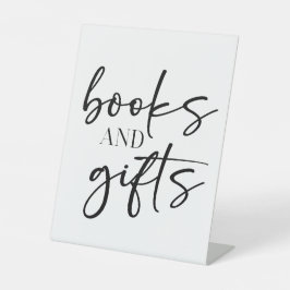 Black Modern Simple Script Baby Shower Books Gifts Sockelschild