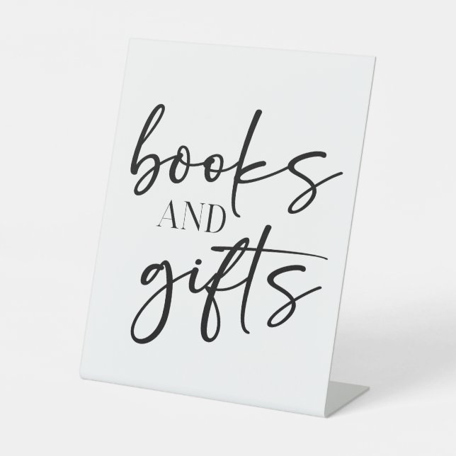 Black Modern Simple Script Baby Shower Books Gifts Sockelschild (Vorderseite)