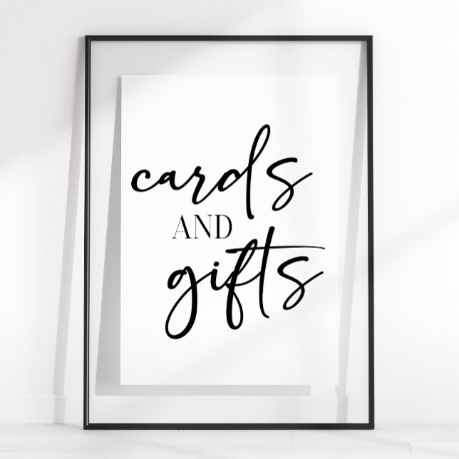 Black Modern Simple Script Baby Shower Cards Gifts Poster (Von Creator hochgeladen)