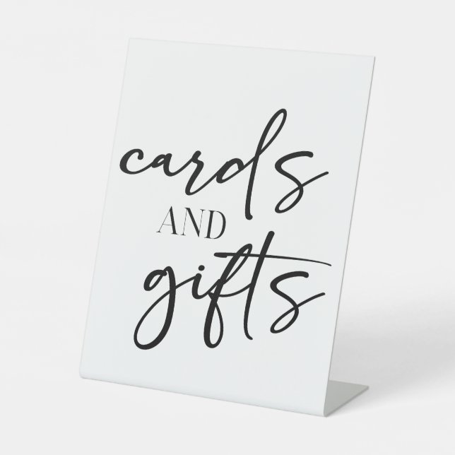 Black Modern Simple Script Baby Shower Cards Gifts Sockelschild (Vorderseite)