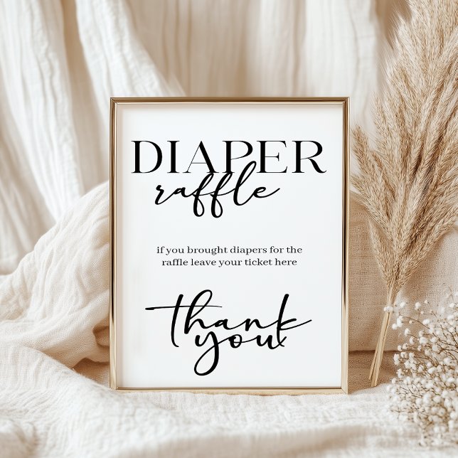 Black Modern Simple Script Baby Shower Diaper Poster (Von Creator hochgeladen)