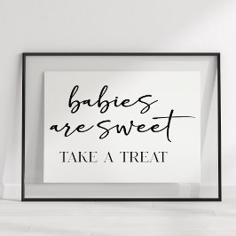 Black Modern Simple Script Baby Shower Favor Poster
