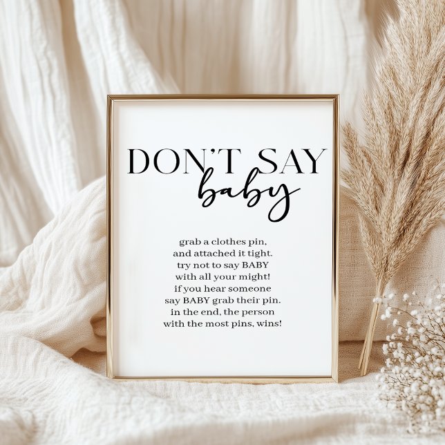 Black Modern Simple Script Baby Shower Game Poster (Von Creator hochgeladen)