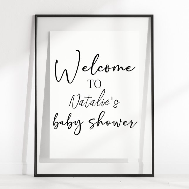 Black Modern Simple Script Shower Sign Poster (Von Creator hochgeladen)