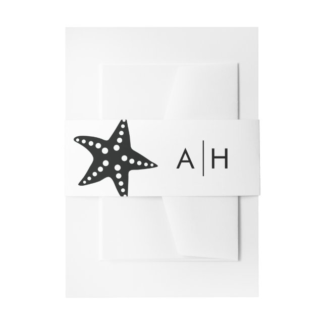 Black Modern Starfish Hochzeitsband Einladungsbanderole (Vorderseite Beispiel)