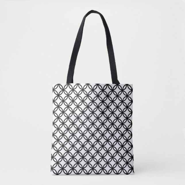 Black Modern Style Circle Art Tote Bag Tasche (Vorderseite)